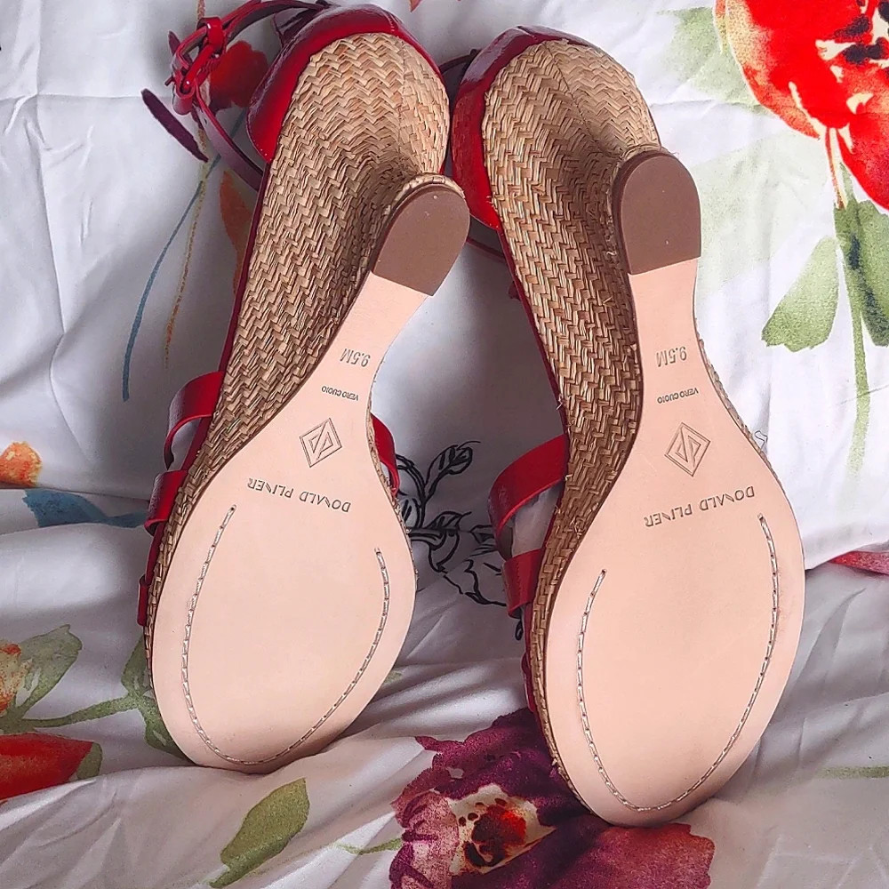 DONALD J PLINER ESPEDRILLE WEDGE SANDALS *🍅RED/NWOB - Picture 7 of 17